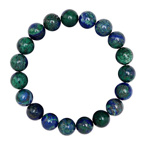 BRCbeads Gemstone Bracelets Chrysocolla Enhance Color Natural Gemstone Birthstone Handmade Healing Power Crystal Beads Elastic Stretch 10mm 7.5 Inch with Gift Box Unisex