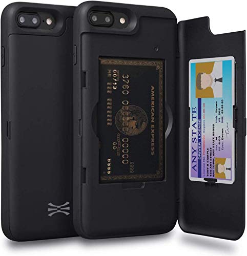 TORU CX PRO iPhone 7 Plus Wallet Case with Hidden ID Slot Credit Card Holder Hard Cover & Mirror for iPhone 7 Plus/iPhone 8 Plus - Matte Black