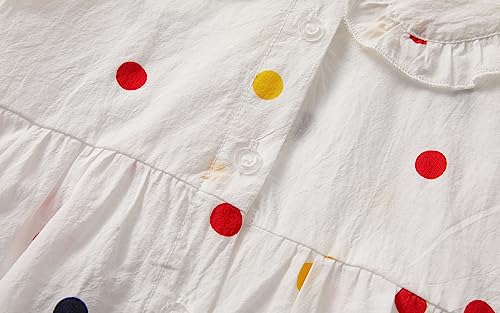Mud Kingdom Toddler Girls Long Sleeve Shirt Peter Pan Collar Colorful Polka Dots White 2T thumb #6