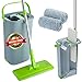 Price comparison product image Mop and Bucket Set - Easy Gleam Floor Flat Mop with 2-Chamber Bucket - Microfibre Pads and Stainless Steel Handle - Compact and Lightweight for Efficient Cleaning - Green