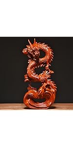 Amazon.co.jp: 龍神様 龍 置物 グッズ 金運上がる 木彫り 辰年 (高さ