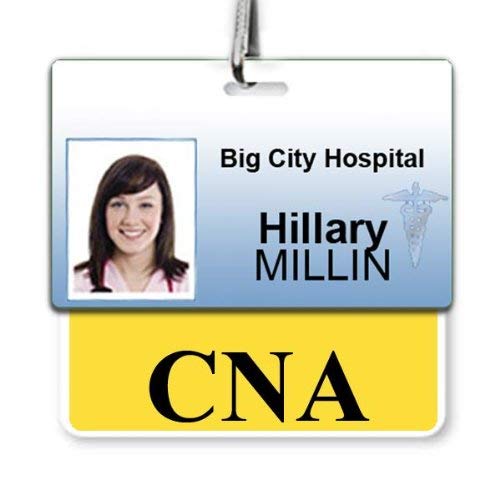 CNA Badge Buddy - Heavy Duty Horizontal Badge Buddies for Certified Nurse Assistants - Spill & Tear Proof Cards - 2 Sided USA Printed Quick Role Identifier ID Tag Backer by Specialist ID