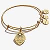 Alex and Ani Divine Guides Expandable Bangle Bracelet for Women, Mother Mary Engraved Charm, Rafaelian Gold Finish, 2 to 3.5 in