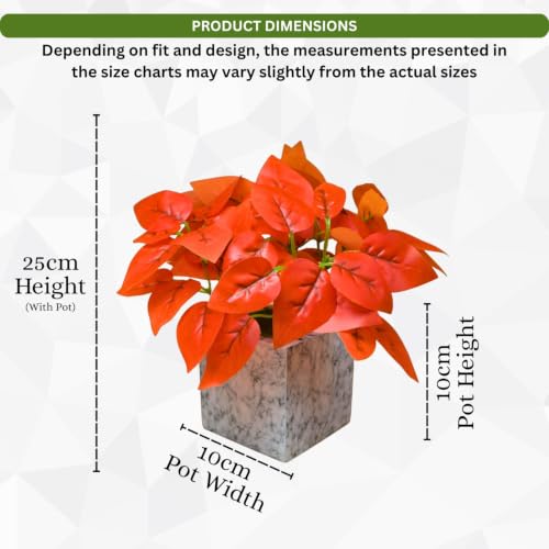 Image of fancymart Artificial Plant with Real-Touch Leaves in Pot, 25 cm, Indoor Tabletop Item for Home Decor, Office, Living Room