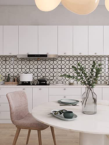 Colamo Luxury 10 Sheet Cream Glossy White Peel And Stick Backsplash Wall Decorative Tiles,Self Stick On Tile For Rv,Bathroom,Vanity,Kitchen Backsplash,Accent Wall Tile, Adhesive Faux Ceramic Tile #TOP6