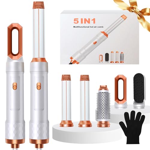 Airbrush 5 en 1 Seche Cheveux 5 en 1, Brosse Soufflante 5 en 1 Avec Seche Cheveux Boucleur, Brosse Souflante, Thermal Brush, Air Styler 5 en 1 Pour Sécher,...