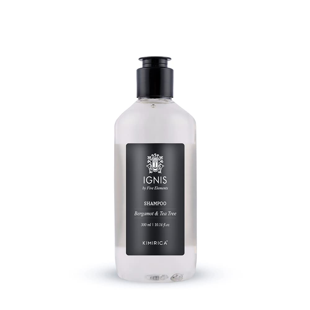 kimirica ignis bergamot and tea tree shampoo for men, made with naturally derived extracts for all hair types, 100% vegan, paraben and sls free, 300ml