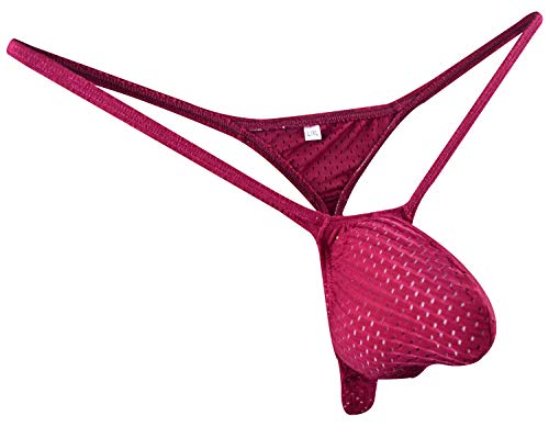 Men's G-string Bulge Pouch Thongs Eyelet T-back Bikini WSS52