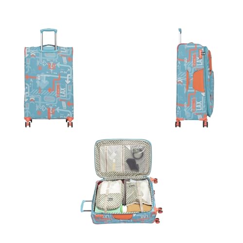 Image of uppercase JFK Plus 10100EST1TBL Large Check-in Eco Soft Trolley Bag, Dust Resistant Luggage Made of Sustainable Material, 8 Wheel Trolley Bag with TSA Lock,Travel Suitcase for Men & Women (Teal Blue)