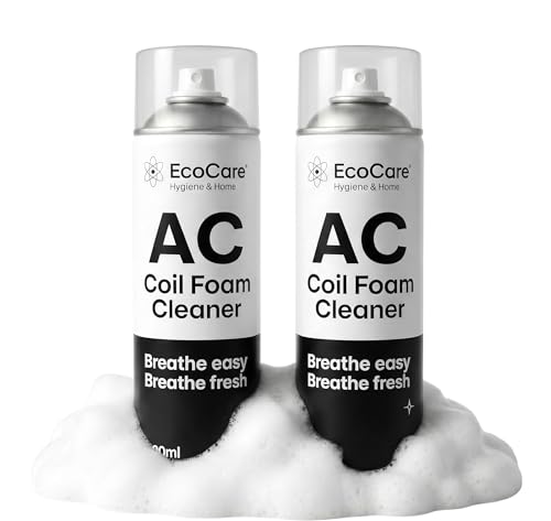 Image of EcoCare Air Conditioner Coil Cleaner | For All Condensers & Evaporators | AC Window Cleaning Coil Foam Spray | Safe On Coils and Fins | Powerful Cleaning Solution (600 ml - Pack of 2)