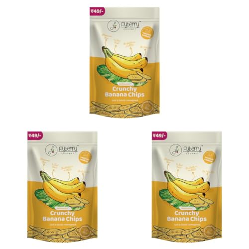 Image of Flyberry Gourmet Vacuum Cooked Banana Chips 120g(Pack of 12, 30g each) - No Palm Oil, Less than 6% Rice Bran Oil, Healthy Snacking with High Nutrient Content, No Added Preservatives