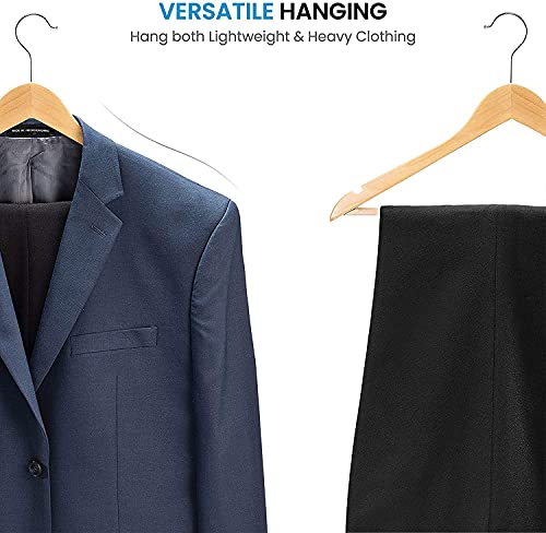 Image of WHISKET Solid Wood Hangers,Premium Wood Hangers with 360-Degree Rotatable Hook and Notches, Natural, Heavy Duty Wood Hangers for Coats, Suits, Jackets, Closet (Beige) [Pack of 12]