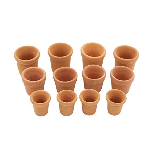 MonkeyJack 12 Pieces 1:12 Scale Dollhouse Miniature Flower Pots Ceramic Flowerpots for Mini