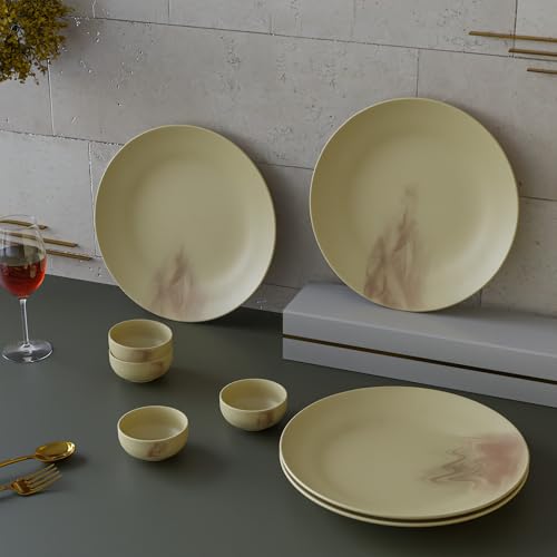 The Earth Store Ivory Italian Set of 8 Ceramic Dinner Set 4 Full Dinner Plates, 4 Vegetbale Bowls Microwave & Dishwasher Safe (B0D8YG1R4Z) Amazon Price History, Amazon Price Tracker
