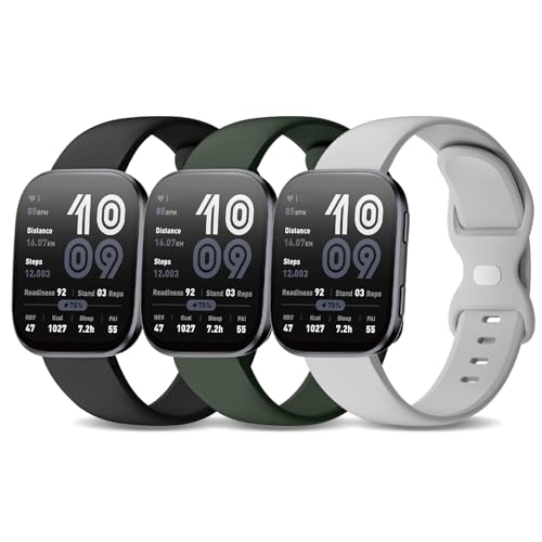 Image of 3 Pack Watch Bands Compatible with Amazfit Bip 6 /Bip 5 /Active Max /Bip Max /Balance 2 /Balance,22mm Soft Silicone Replacement Sports Strap for Amazfit GTR 4 /3 Pro /3 /2 /Cheetah Women Men