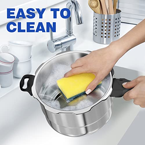 Image of WantJoin 6Qt Aluminum Pressure Cooker w /Release Valve & Multiple Protective Devices,Pressure Canner Compatible with Gas & Induction Cooker,Canner Rack Included