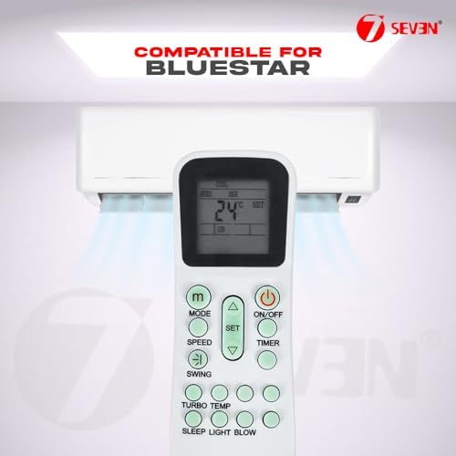 Image of 7SEVEN Compatible with Bluestar AC Remote Control YK-K011E Model 125A Fit for Split & Window 1 | 1.5 | 2 Ton Air Conditioner Remote - Match Remote Keys Exactly to Replicate Genuine Remote Function