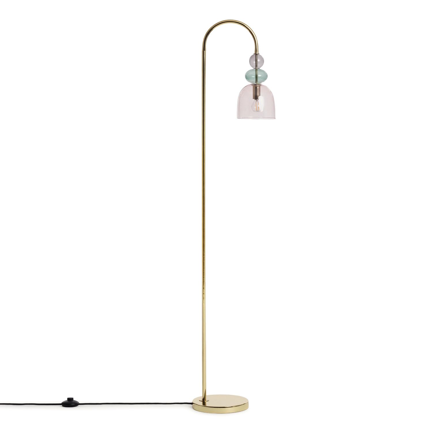 LEDKIA Lámpara de Pie Metal y Cristal Baudelaire Rosa | Diseño Vintage | Soporta Bombilla E14 | Uso Interior | Dimensiones: 1500x290x220 mm