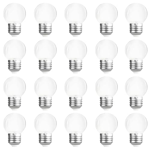 Huamu   Lote de 20 bombillas LED de color blanco cálido E27, casquillo de rosca grande, 2 W, equivalente de 20 W, 200 lúmenes, E27 LED, ahorro de energía, para casa, terraza, exterior, guirnalda