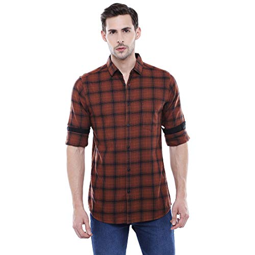 Image of Dennis Lingo Men Cotton Checkered Slim Fit Casual Shirt