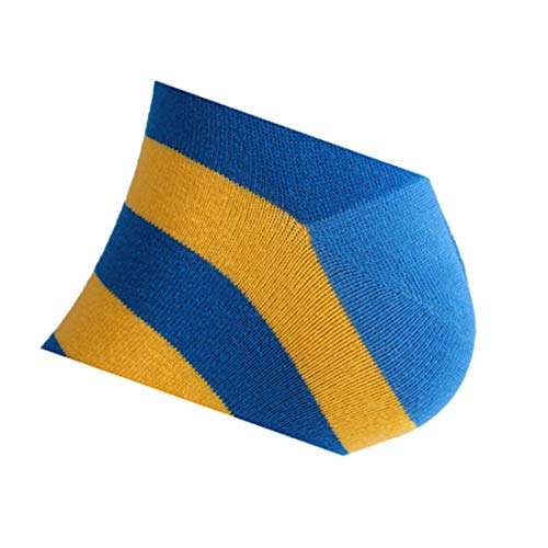 5 Pack Mens High Tube Socks with Striped Cozy Colorful Cotton Fun Novelty Dress Socks, Yellow Blue4