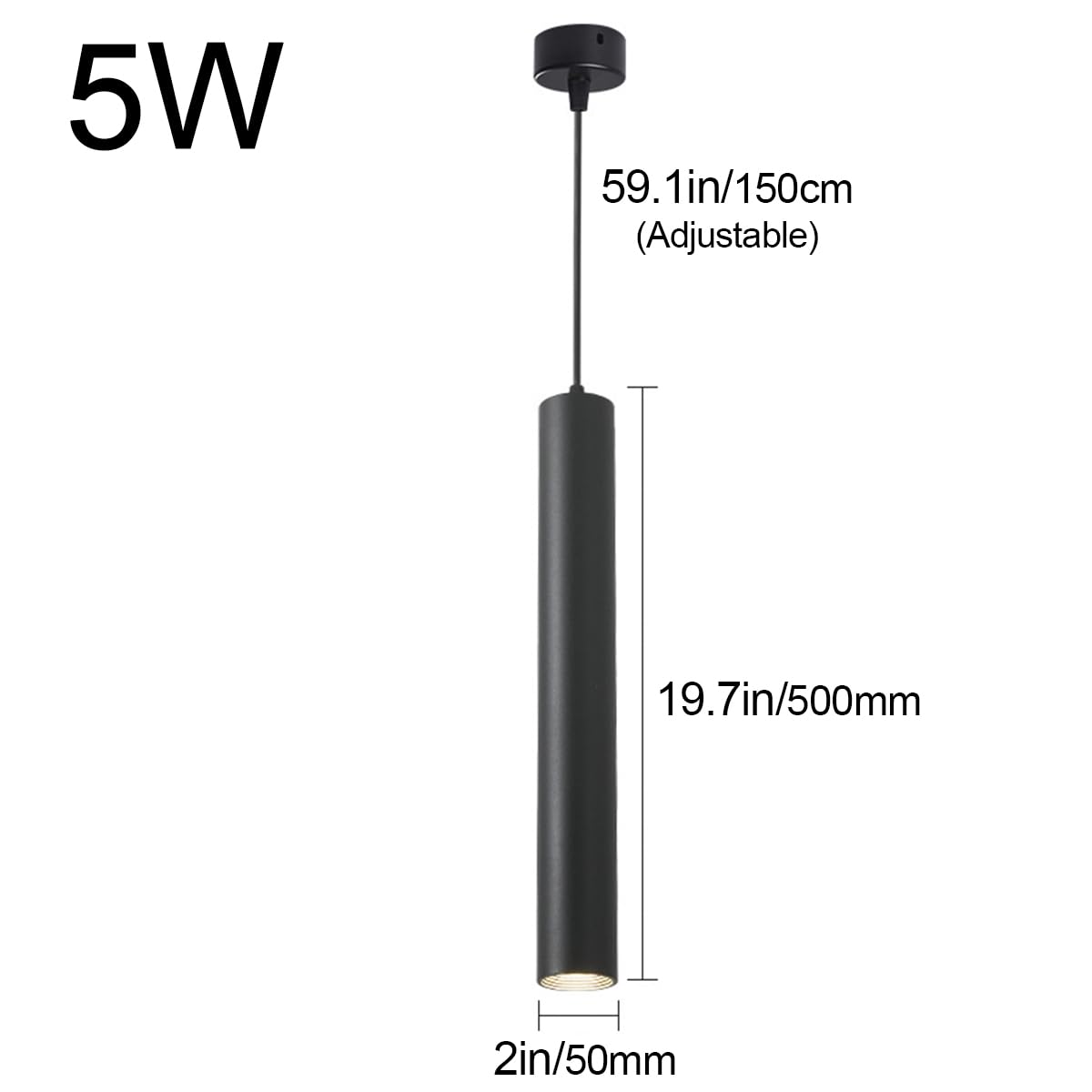 Suspension Moderne cylindrique à Tube Long pour îlot de Cuisine, Lustre en Aluminium Noir, luminaire réglable pour Chambre ou Couloir