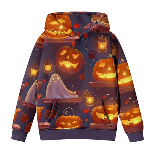 Halloween Hoodies for Girls Casual Long Sleeve Funny Graphic Print Tops Loose Fit Hooded Sweatshirts with Pocket