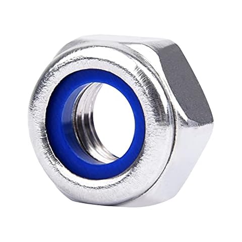 DIN 985 M8 Sechskantmuttern Sicherungsmutter, VIGRUE 30 Stück M8 Muttern Standard A2-70 Edelstahl Mutter Stoppmutter Selbstsichernde Edelstahlmutter Sechskant Schraubenmuttern Cover
