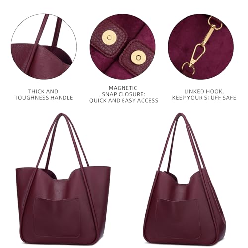 Bolso Tote para mujer de cuero vegano gran capacidad miniatura 5