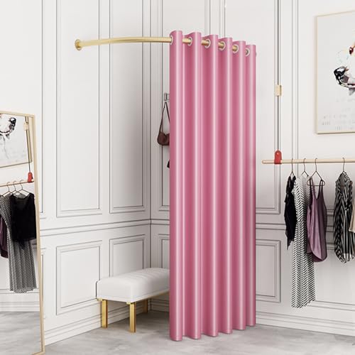 LOYALHEARTDY Clothing Store Fitting Room,Clothing Store Fitting Room with Pink Privacy Shading Curtain,C-Dressing Corner Wall Mounted Changing Room for Privacy Protection for for Retail Cloth Store