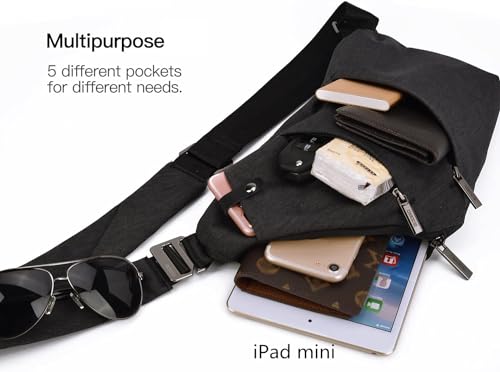 BROADREAM Anti Theft Crossbody Bag for Men Women - Slim Sling Bag Crossbody Shoulder Bag for Travel Hiking Sport Casual4