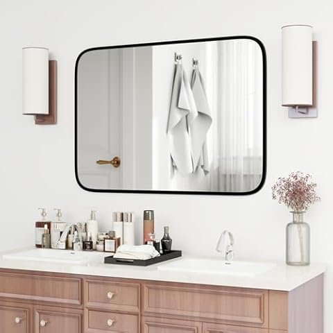 COSTWAY Large Aluminum Frame Bathroom Mirror Cover