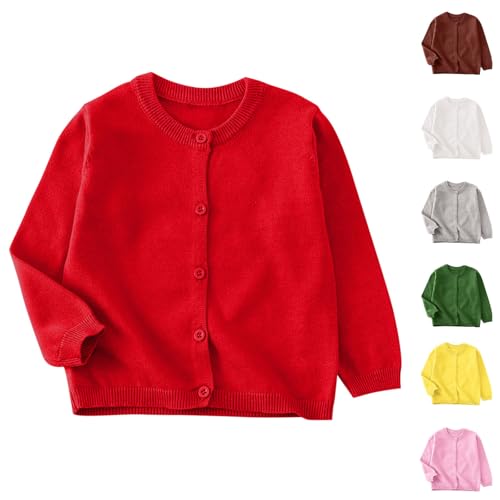 Girls Cardigans Sweaters Casual Solid Long Sleeve Cozy Soft Loose Crewneck Kids Knitted Outerwear for 2-10 Years2