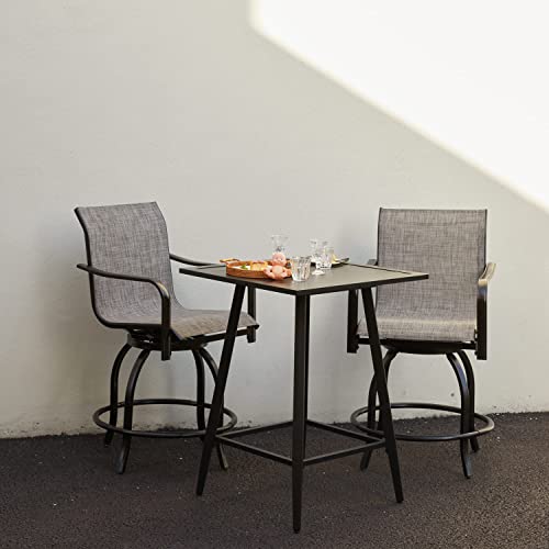 Vicllax Outdoor Bar Height Stools Set Of 2, All Weather Patio Metal Swivel Bar Chairs With Extra Wide Seats For Dining In The Backyard, Dark Gray #TOP11