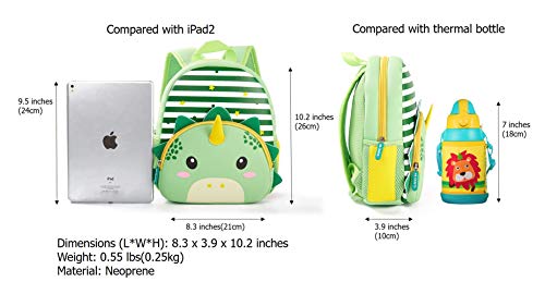 Toddler-Backpack-Waterproof-Preschool-Backpack-3D-Cute-Cartoon-Neoprene-Animal-Schoolbag-for-Kids-Lunch-Box-Carry-Bag-for-Boys-GirlsDinosaur
