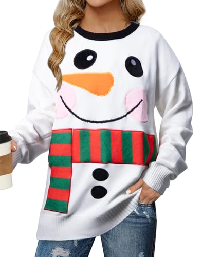 SUPEYA Christmas Sweater Women Ugly Christmas Tree Pullover Shirt Holiday Knit Xmas Sweater Tops Christmas Party Sweater