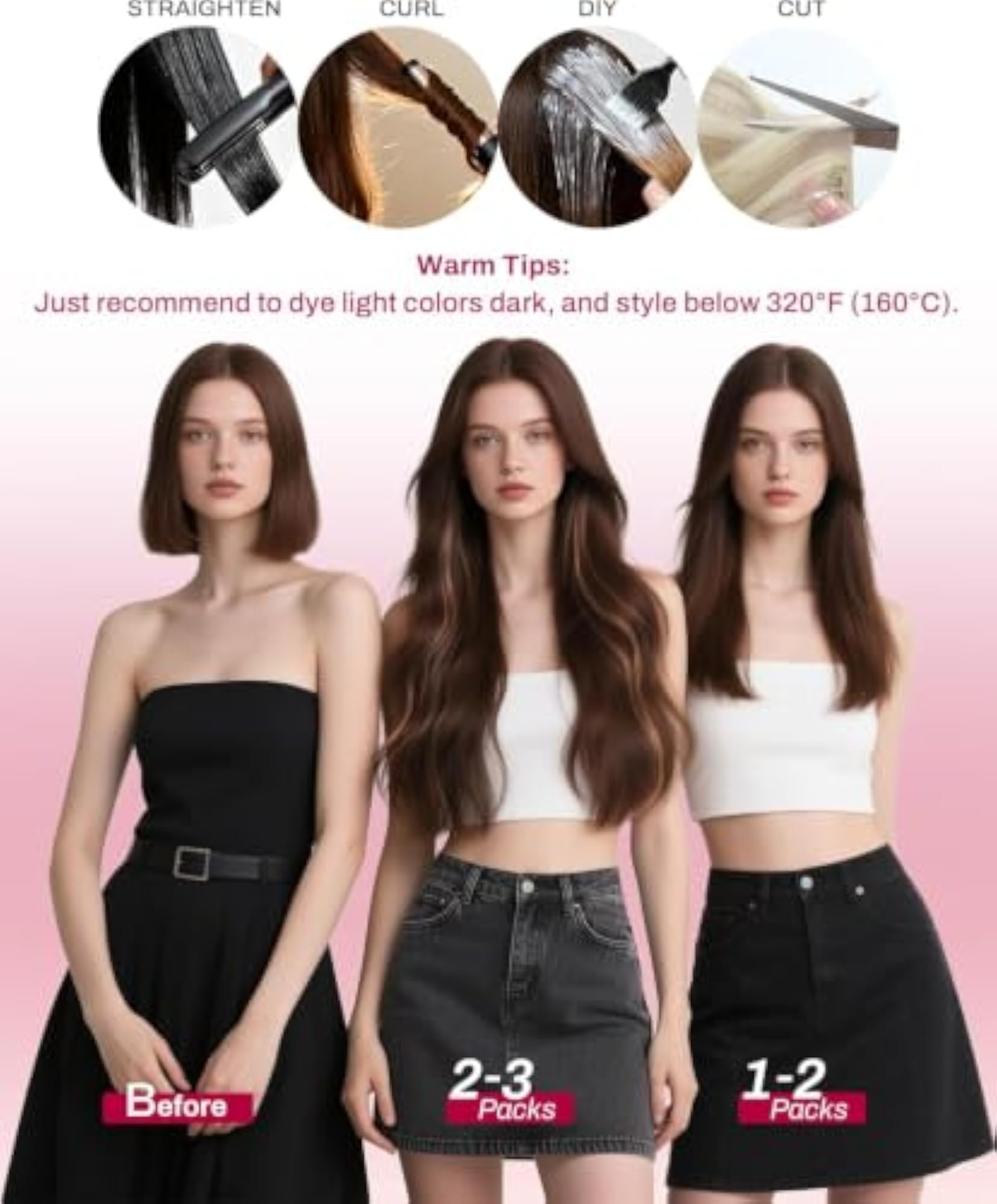 Women's Clip-in Human Hair Extensions, 22 Inch Seamless