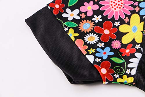 Camisa de ciclismo feminina manga curta respirável com bolsos flor, Crisântemo, M
