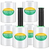 CREGEAR Stretch Wrap Film 6 Pack, Mini Clear Shrink Wrap (5"x1000Ft x80 Gauge) with 2 Reusable Handl