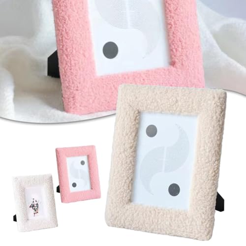 FACAIIO Cadre photo carré simple et frais avec support de table texturé en velours peluche 10 x 15 cm, planche artificielle élégante décoration d'intérieur