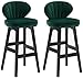 Klasyczne wygodne stołki barowe na śniadanie zestaw 2 sztuk, kuchnia stół barowy, krzesła barowe do wypoczynku, wysokość do siedzenia 78 cm siedzisko do pubu (kolor: zielono-bawełniany len)