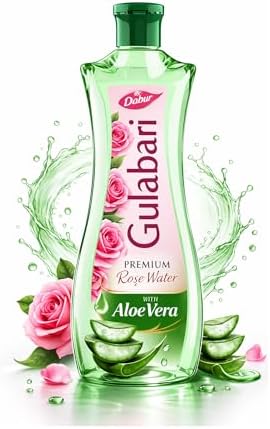 Dabur Gulabari Premium Rose Water with Aloe Vera - 400 ml | Upto 8 HR Skin Hydration | Cleanses, Tones and Moisturises Skin | For All Skin Types