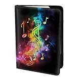 Funda para pasaporte con estampado de notas musicales coloridas de 5.5 pulgadas, bonita cartera de viaje con ranuras para tarjetas de crédito