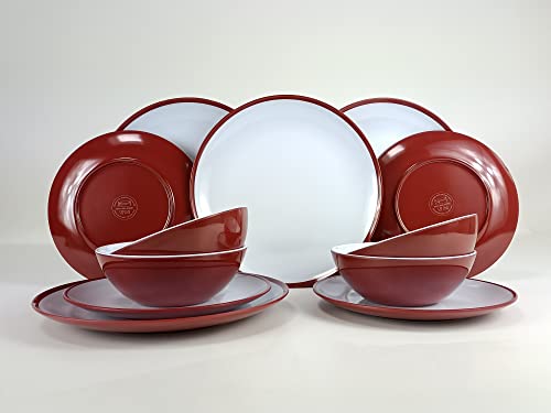 Kampa 12 Piece Ember Red Melamine Dinner Set