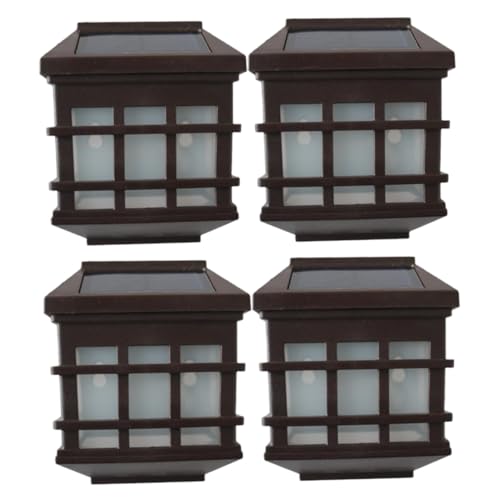 FONDOTIN 4Pcs Solar Powered Wall Light Outdoor Stairs Lamp for Patio and Garden Warm Landscape Lighting with Battery Durable and Easy to Install