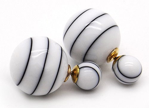 Carejoy® 1 Pair White- Charming Double Artificial Bead Earring Ear Ring Ear Stud Decoration