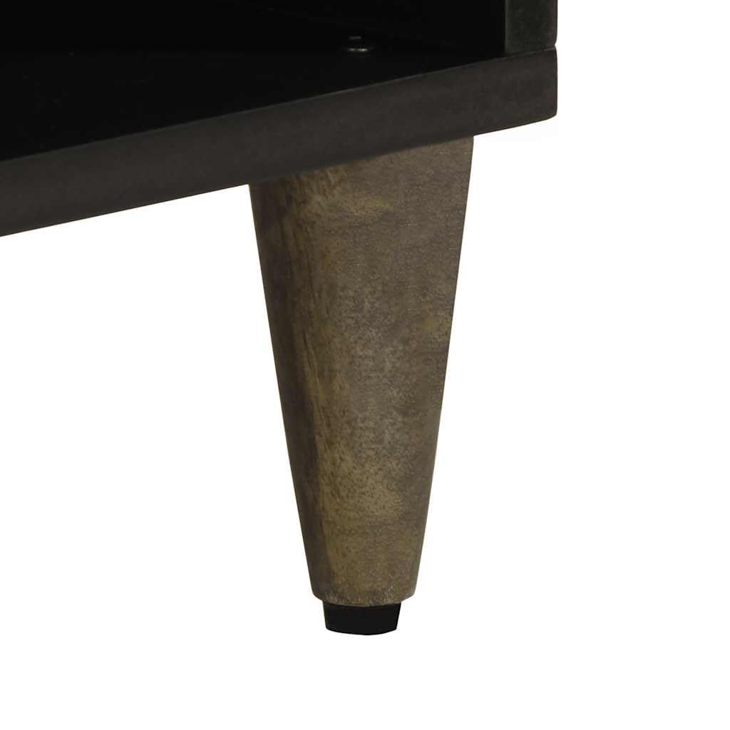 TV-Schrank 100x33x46 cm, Massivholz Mango Schwarz, handgeschnitzt, mit Schublade und Fächern für Wohnzimmer, Media Konsole