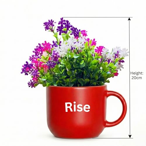 Image of Dekorly Wall Hanging Mug Planters with Artificial Flowers (20CM) - Decorative Hanging Cups, Colorful Floral Wall Decor for Living Room Bedroom Balcony Office Gift Set (3, Rise Shine Succeed)