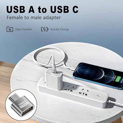 Image of ETZIN USB C to USB 2.0 Adapte,USB to USB c Adapter,USB Type-C to USB C to USB Female Adapter OTG for MacBook Pro2021,MacBook Air 2020,iPad Pro 2021,More Type-C Devices (EPL-1294CC)