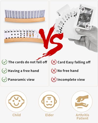 Kartenhalter Kinder, 2 Stück Spielkartenhalter Karten Halter, Kartenhalter Holz,Spielkarten Halter Kartenhalter Kinder Freisprech Kartenständer Kinder Spielkartenhalter Holz für Senioren